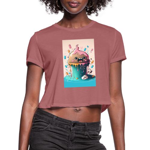Cake Caricature - January 1st Dessert Psychedelics - Women's Cropped T-Shirt