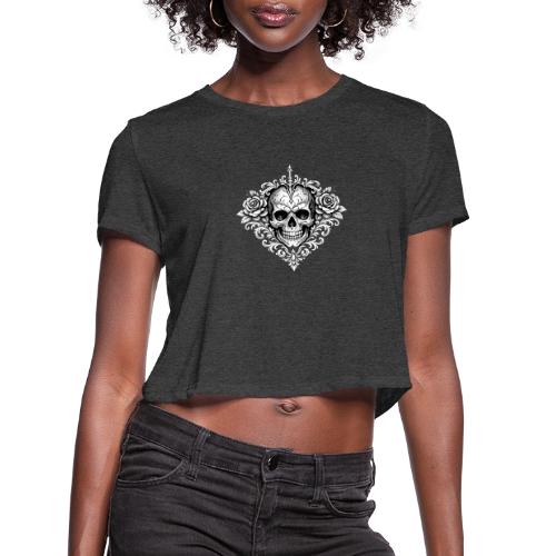 Gothic Filigree Skull - Women's Cropped T-Shirt