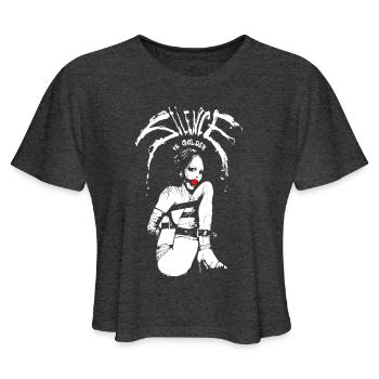 Silence Is Golden Bondage - Women's Cropped T-Shirt - deep heather - Front - Camila (177cm)