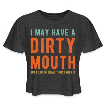 Dirty Sayings - Women's Cropped T-Shirt - deep heather - Front - Camila (177cm)