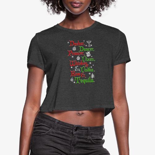 Santa's Reindeer and Drinks - Women's Cropped T-Shirt