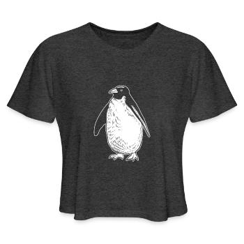 Winter Penguin Winter Lover Gift - Women's Cropped T-Shirt - deep heather - Front - Camila (177cm)