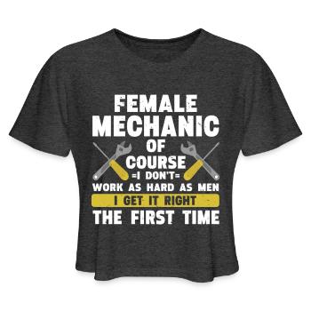 Funny Mechanic Gift - Women's Cropped T-Shirt - deep heather - Front - Camila (177cm)