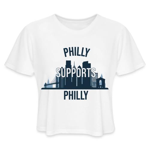 Philly Supports Philly skyline blue transparentbg - Women's Cropped T-Shirt