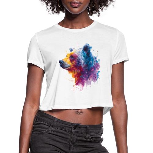 Watercolor Bear Portrait - Women's Cropped T-Shirt