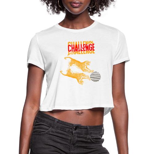 Double tiger fashion, jungle feline animals. - Women's Cropped T-Shirt