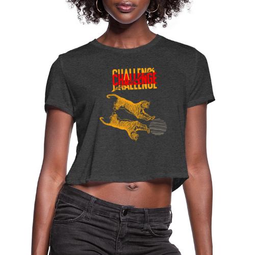 Double tiger fashion, jungle feline animals. - Women's Cropped T-Shirt