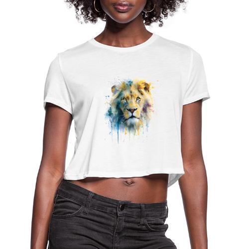 Splash-Art Lion Face - Women's Cropped T-Shirt
