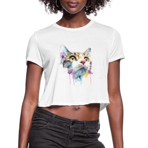 Chromatic Cat Splash - Women's Cropped T-Shirt