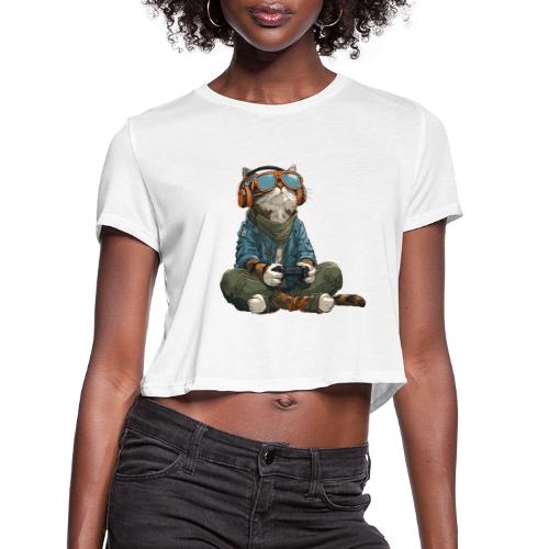 Cat: Purrfect Player - Women's Cropped T-Shirt