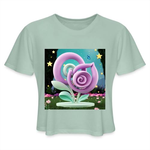 Lila Bloom | Double Floral Eco-Inspired Art - Women's Cropped T-Shirt