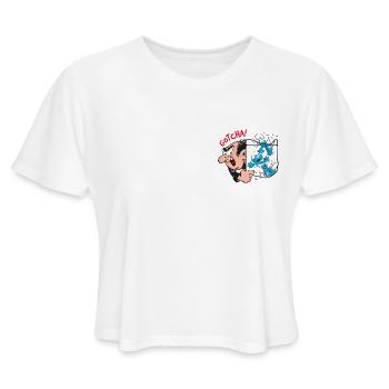 The Smurfs Gift Gargamel Gotcha - Women's Cropped T-Shirt - white - Front - Camila (177cm)