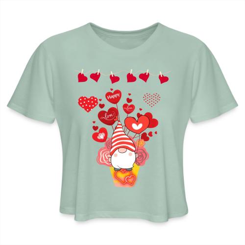 Design wrapped in love hearts, vibrating in love. - Women's Cropped T-Shirt