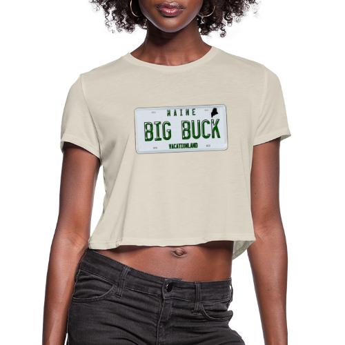 Maine LICENSE PLATE Big Buck Camo - Women's Cropped T-Shirt