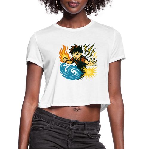 Anime Elemental Warriors | Fire, Water, Lightning - Women's Cropped T-Shirt