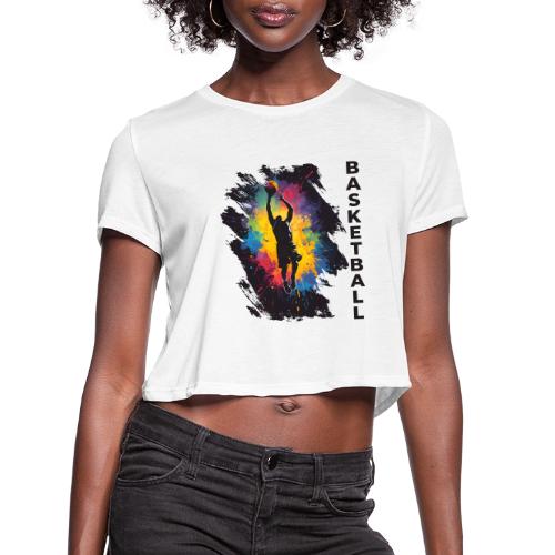 High Energy Basketball Paint Splatter Art - Women's Cropped T-Shirt