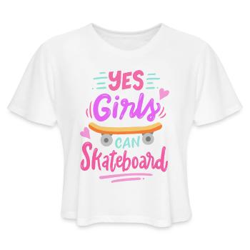 Skateboarding Skateboard Skateboarder - Women's Cropped T-Shirt - white - Front - Camila (177cm)