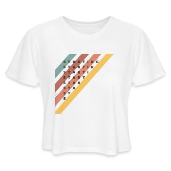 STARTING - Women's Cropped T-Shirt - white - Front - Camila (177cm)