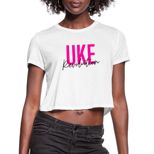 Front Only Pink Uke Revolution Name Logo - Women's Cropped T-Shirt