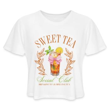 Sweet Tea Social Club - Women's Cropped T-Shirt - white - Front - Camila (177cm)