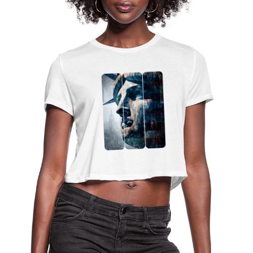 USA: Urban Liberty Triptych - Women's Cropped T-Shirt