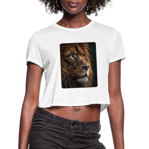 Lion Portrait Majestic Wildlife Design - Women's Cropped T-Shirt