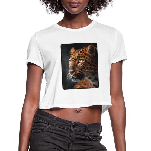 Amur Leopard Face Wildlife Design - Women's Cropped T-Shirt