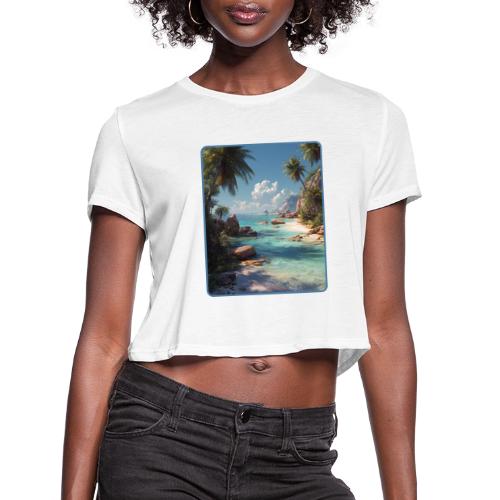 Tropical Island Paradise Ocean Design - Women's Cropped T-Shirt