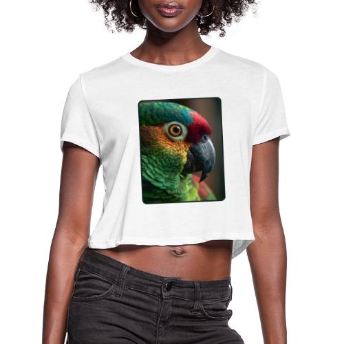Colorful Parrot Close-Up Design - Women's Cropped T-Shirt