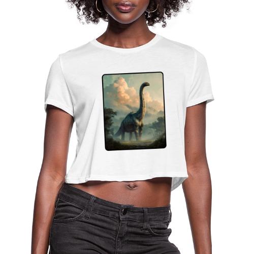 Brachiosaurus Prehistoric Scene Design - Women's Cropped T-Shirt