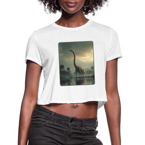 Brachiosaurus Misty Lake Design - Women's Cropped T-Shirt