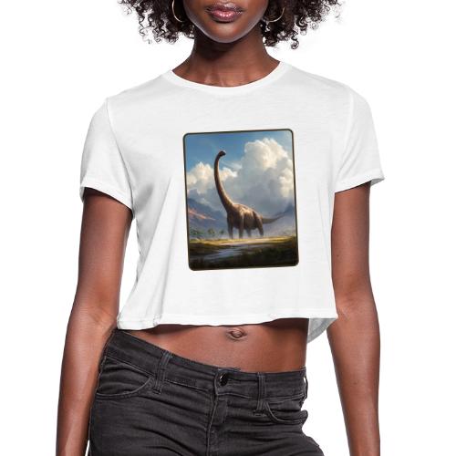 Brachiosaurus Valley Landscape Design - Women's Cropped T-Shirt