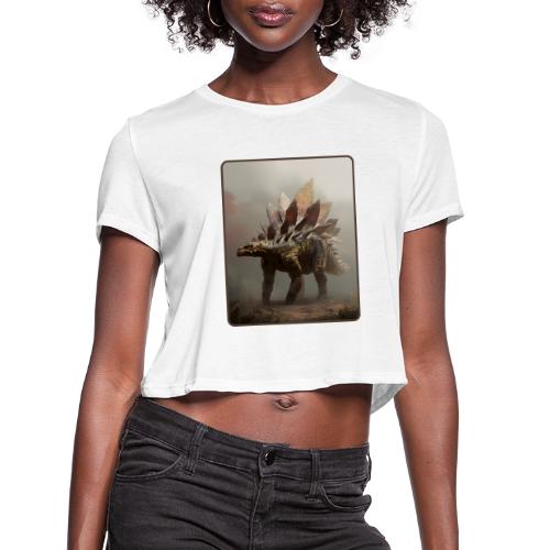 Stegosaurus Misty Forest Design - Women's Cropped T-Shirt