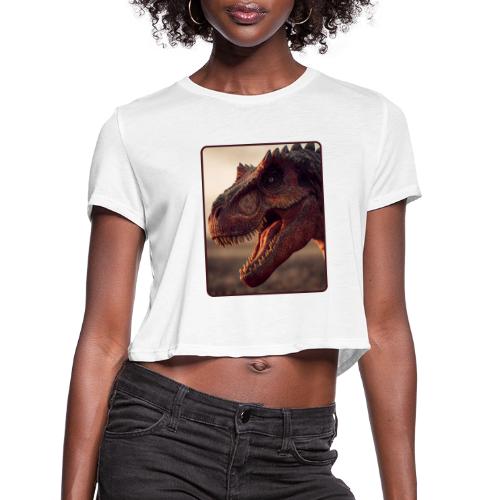 T Rex Roaring Close-Up Design - Women's Cropped T-Shirt