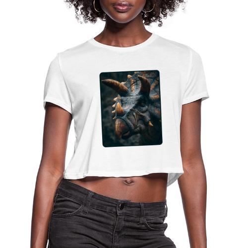 Triceratops Detailed Portrait Design - Women's Cropped T-Shirt
