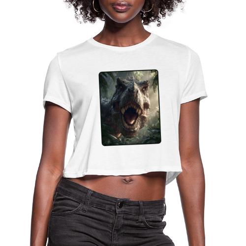T Rex Jungle Roar Design - Women's Cropped T-Shirt