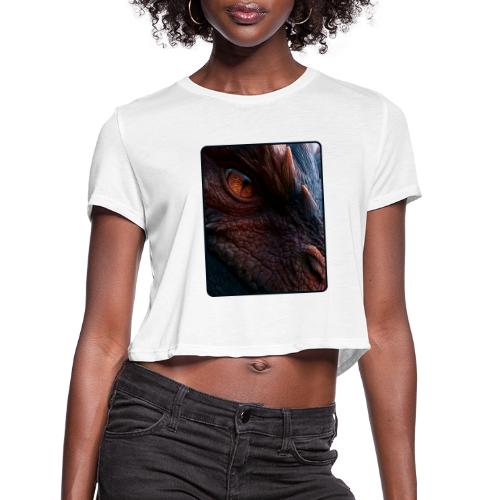 Fierce Ancient Dragon Portrait Design - Women's Cropped T-Shirt