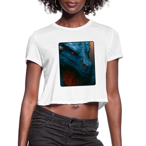 Turquoise Dragon Fire Eye Design - Women's Cropped T-Shirt