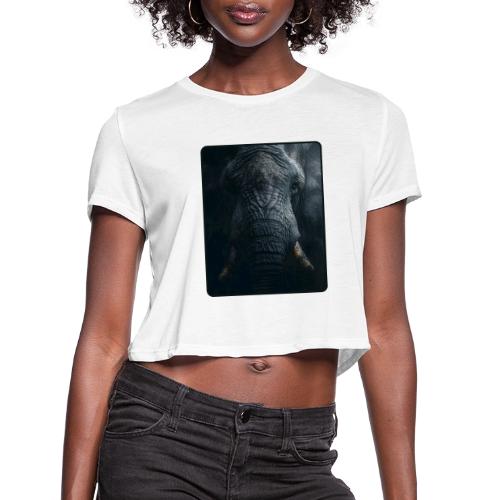 Shadow Elephant Intense Eyes Design - Women's Cropped T-Shirt