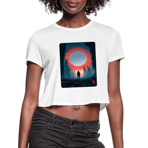 Cosmic Portal Future City Design - Women's Cropped T-Shirt