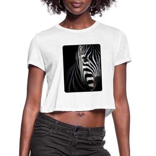Zebra High Contrast Portrait Design - Women's Cropped T-Shirt