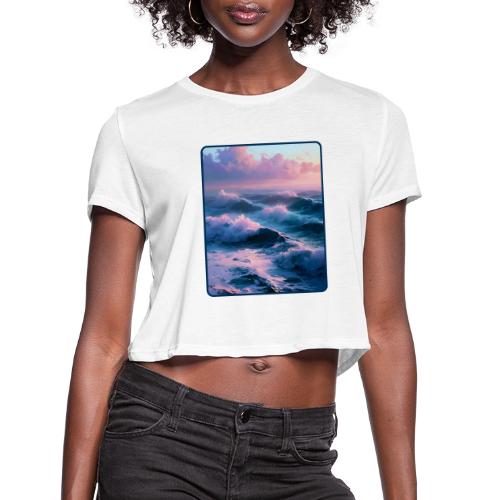 Dreamy Pastel Ocean Sunset Art - Women's Cropped T-Shirt