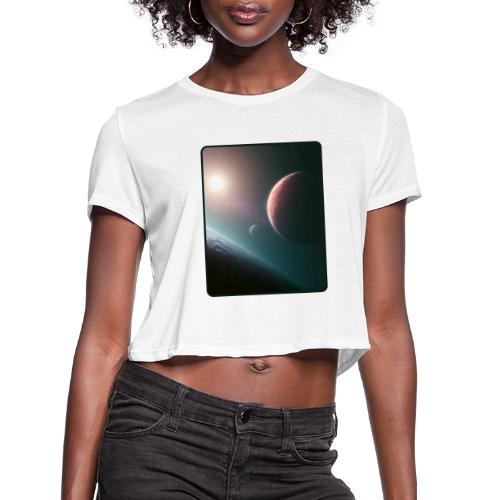 Deep Space Planet Horizon Art - Women's Cropped T-Shirt