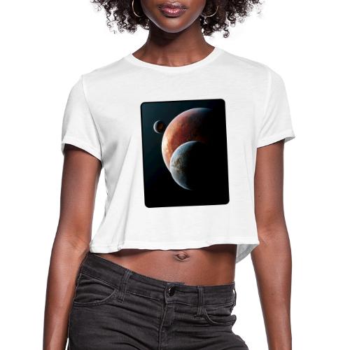 Three Planets Deep Space Design - Women's Cropped T-Shirt