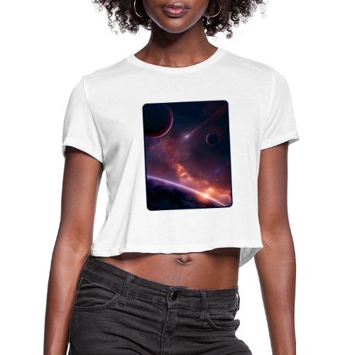Cosmic Sunset Nebula Space Art - Women's Cropped T-Shirt