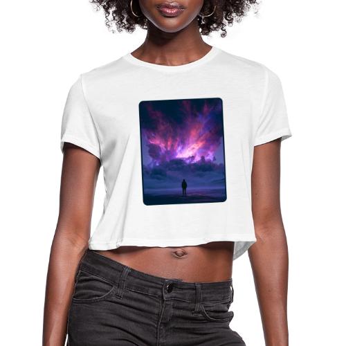 Cosmic Supernova Night Design - Women's Cropped T-Shirt