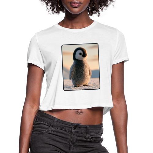 Cute Penguin Chick Sunrise Design - Women's Cropped T-Shirt