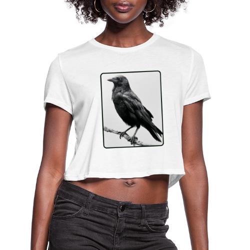 Raven Black and White Art Design - Women's Cropped T-Shirt