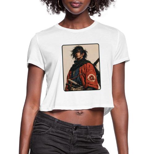Young Samurai Warrior Portrait - Women's Cropped T-Shirt