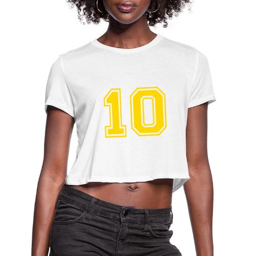 Number 10 in a classic athletic collegiate font - Women's Cropped T-Shirt